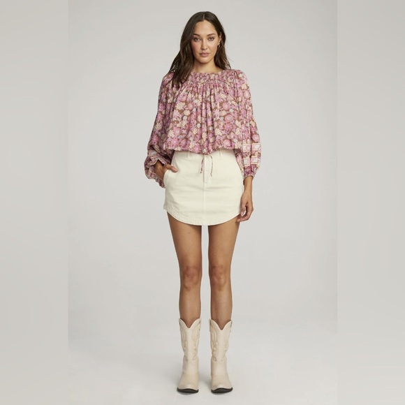 Saltwater LUXE Pink and Red Smocked 3/4 Sleeve Blouse - Picture 2 of 8